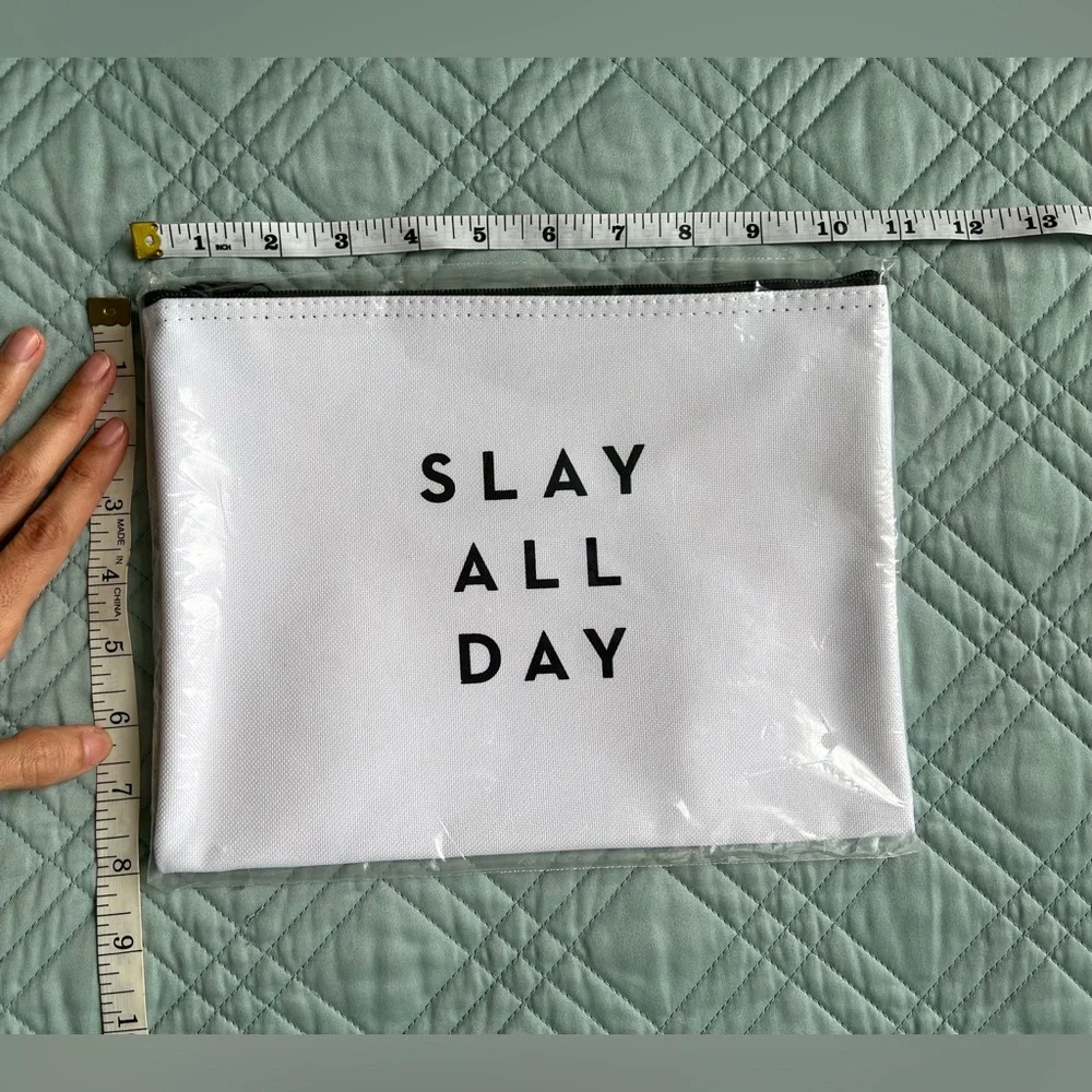 NEW Milly Haute Mess Beach Please Slay All Day Resting Face Pouch Clutch Bag